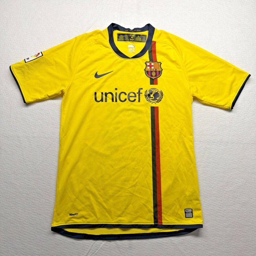 Nike FC Barcelona 2008/09 Away Soccer Jersey Thierry Henry #14 Yellow - Men's XL